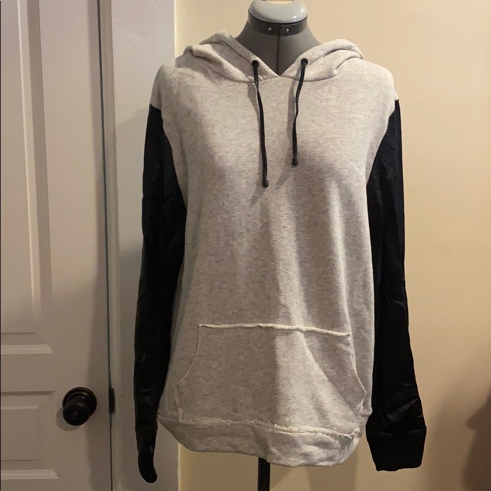 PacSun hoodie with faux leather sleeves
